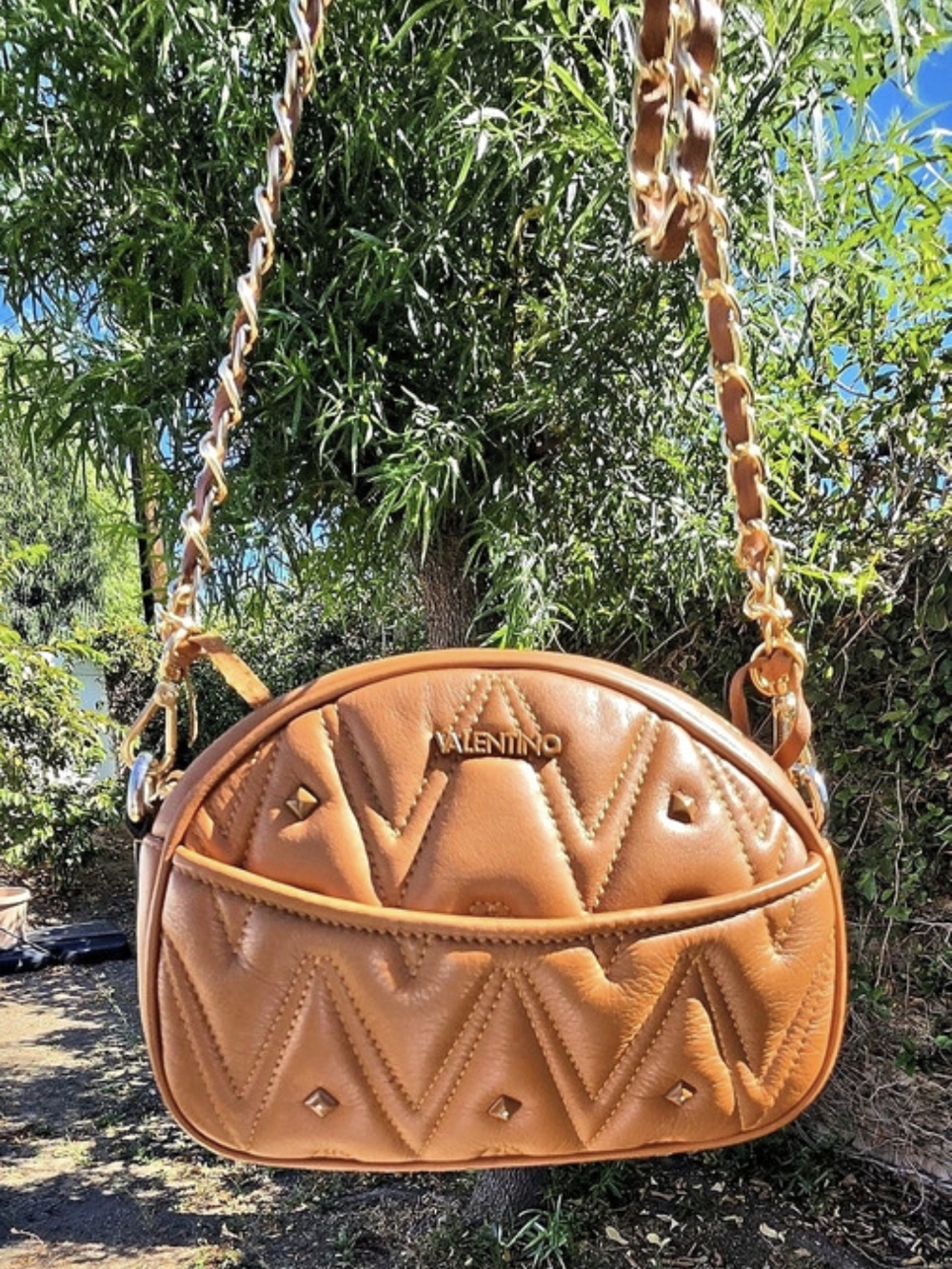 Valentino Quilted Crossbody Bag in Brown